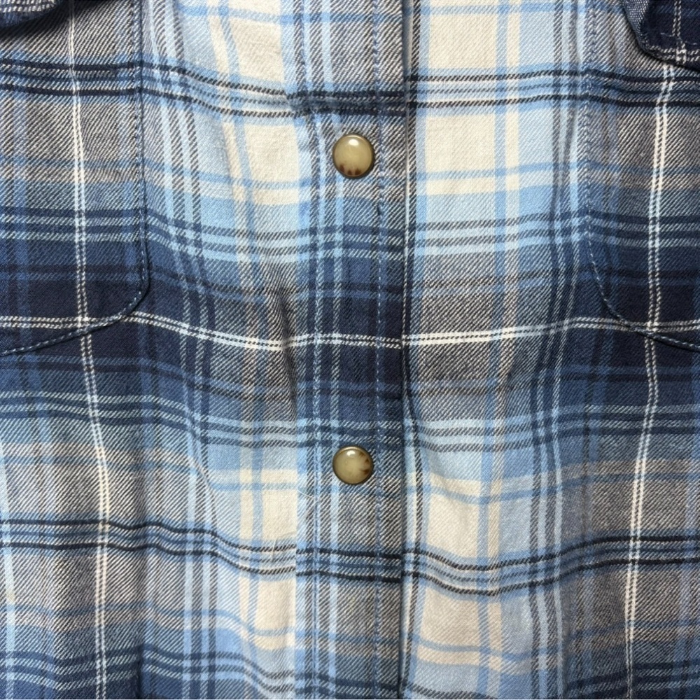 Jachs Girlfriend Blue Plaid Flannel Button Down Shirt | Cotton Western Style - Picture 5 of 7